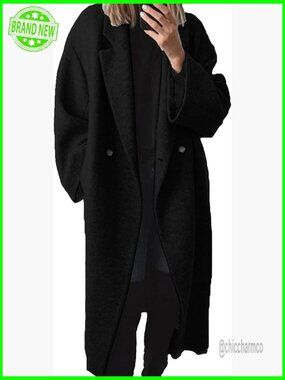 Women's Winter Wool Blend Pea Coat Double Breasted Trench Coat